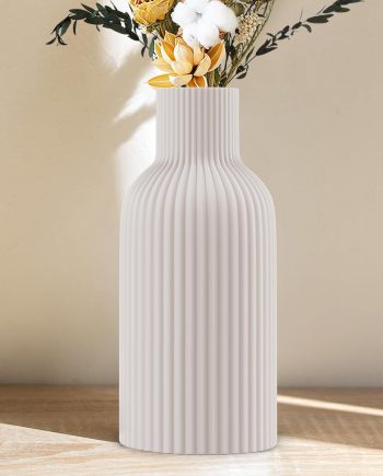 Vase, White Ceramic Vase, Flower Vase, Minimalist Modern Home Decor, Matte Finish Pampas Grass Vase for Table, Fireplace, Shelf, Mantel, Entryway and Centerpieces