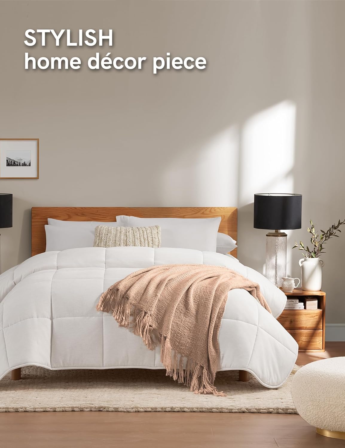 Basketweave Chunky Knit Throw, Solid Neutral Vibe Textured Blanket with Tassel for Home Decor, 50 x 60 in, Beige