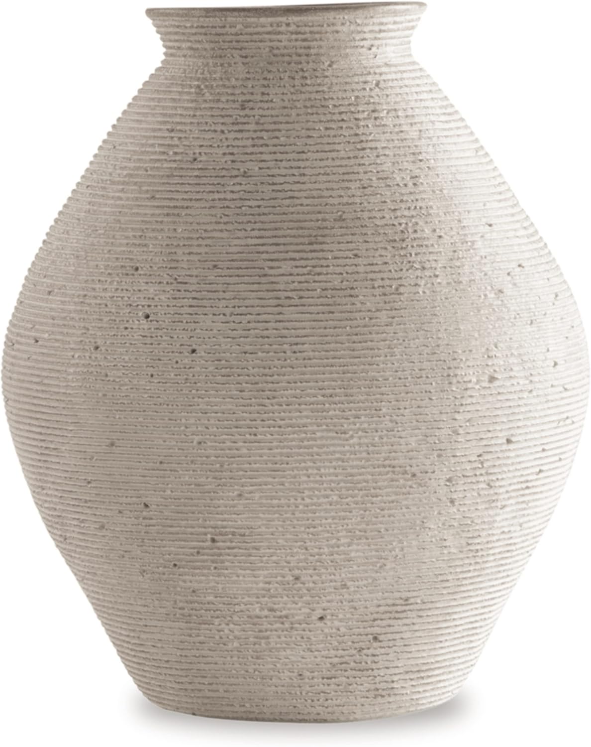 Signature Design by 12" Modern Distressed Polyresin Vase, Antique Tan