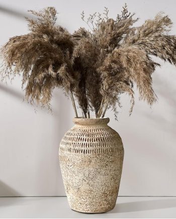 Rustic Ceramic Farmhouse Decor Large Vase - 8.85" Hydroponic Vase White Farmhouse Vases Boho Vase Terra Cotta Pottery Vase for Home Decor, Living Room Decoration, Entryway Decor, Mantel Decorative