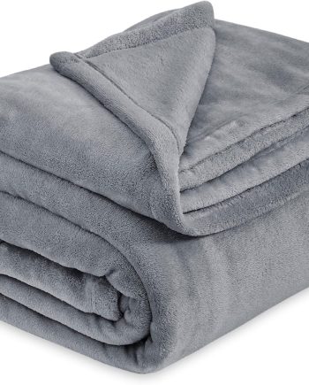 Fleece Bed Blankets Queen Size Grey - Soft Lightweight Plush Fuzzy Cozy Luxury Blanket Microfiber, 90x90 inches
