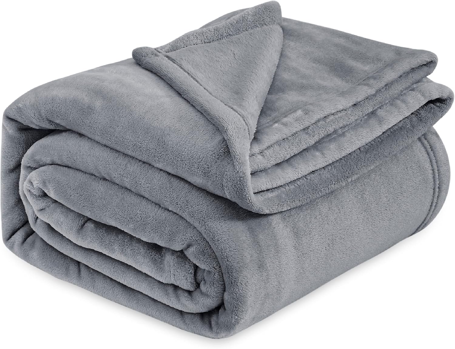 Fleece Bed Blankets Queen Size Grey - Soft Lightweight Plush Fuzzy Cozy Luxury Blanket Microfiber, 90x90 inches