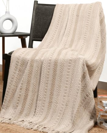Farmhouse Throw Blanket Boho Living Room Decor Brown Cotton Stripe Cozy Bed Blankets with Fringe Soft and Luxury for Couch 50 x 60 Inches Warm Sand
